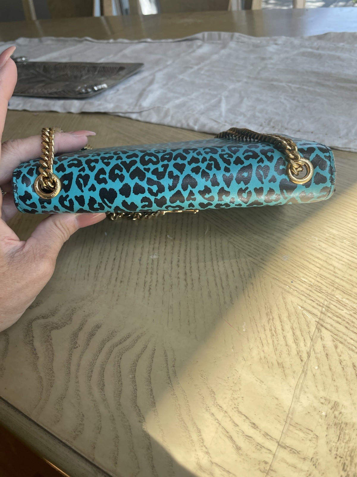 Borsa a tracolla Saint Laurent YSL Limited Kate media blu leopardato catena