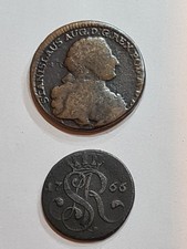 Poland, set of 2 coins 1 Grosz and 3 Grosze 1766