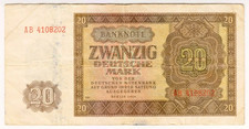 1948 Germany 20 Deutsche Mark 4108202 Paper Money Banknotes
