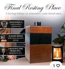 Wooden Cremation Urns for Human Ashes Adult Black Urn, Decorative Urns for As...