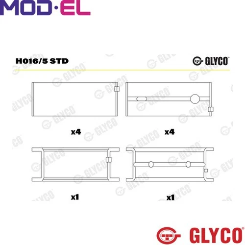 CRANKSHAFT BEARINGS H016/5 STD FOR VOLVO B230A/230F/230E/230FB/234F/230K 2.3L