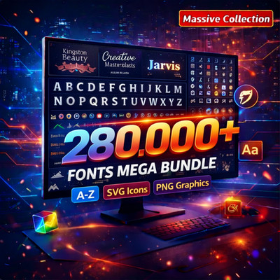 280,000 Premium Fonts Collection Instant Digital Download For Designers Creators
