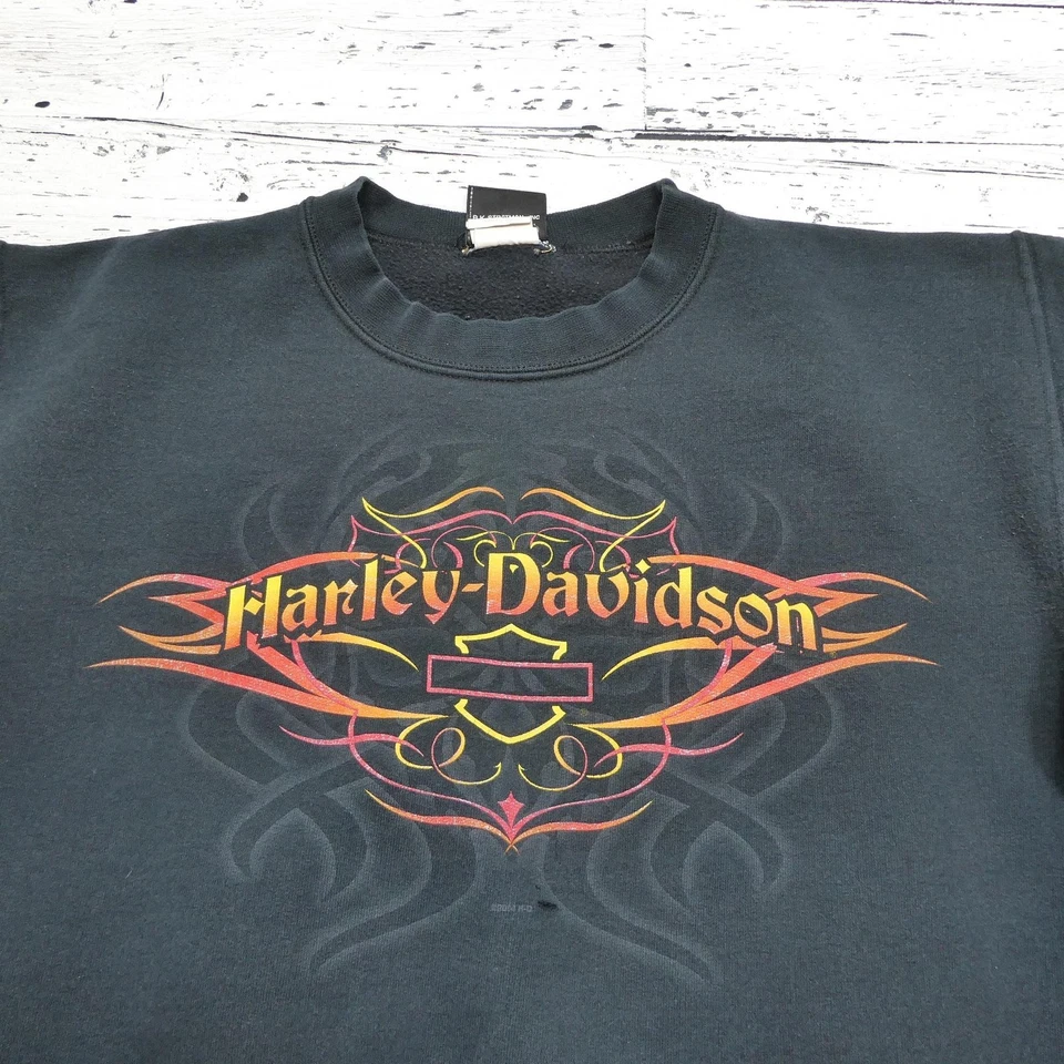 Sudadera Harley Davidson DE COLECCIÓN Para Hombre Pequeña Negra Gráfica Llama Cuello Redondo Foto 2 de 4