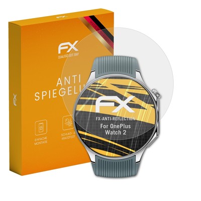 atFoliX 3x Displayfolie für OnePlus Watch 2 Schutzfolie matt&stoßfest Folie