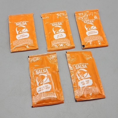 EXCLUSSIVE TACO BELL JALAPENO CITRUS NEW SAUCE PACKET LOT OF FIVE!! NEW - RARE
