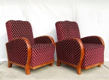 Pair of Art Deco Armchairs, Club Cocktail Chairs. Antique Vintage Halabala 1920.