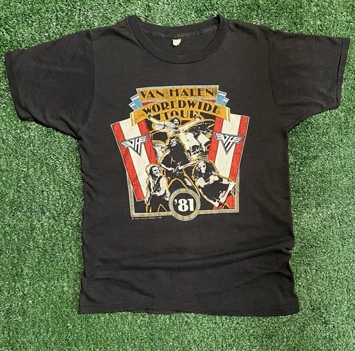 Van Halen T Shirt Worldwide Tour Concert Rock B 1980s vintage concert t-shirt, vintage, single stitch, B+ condition