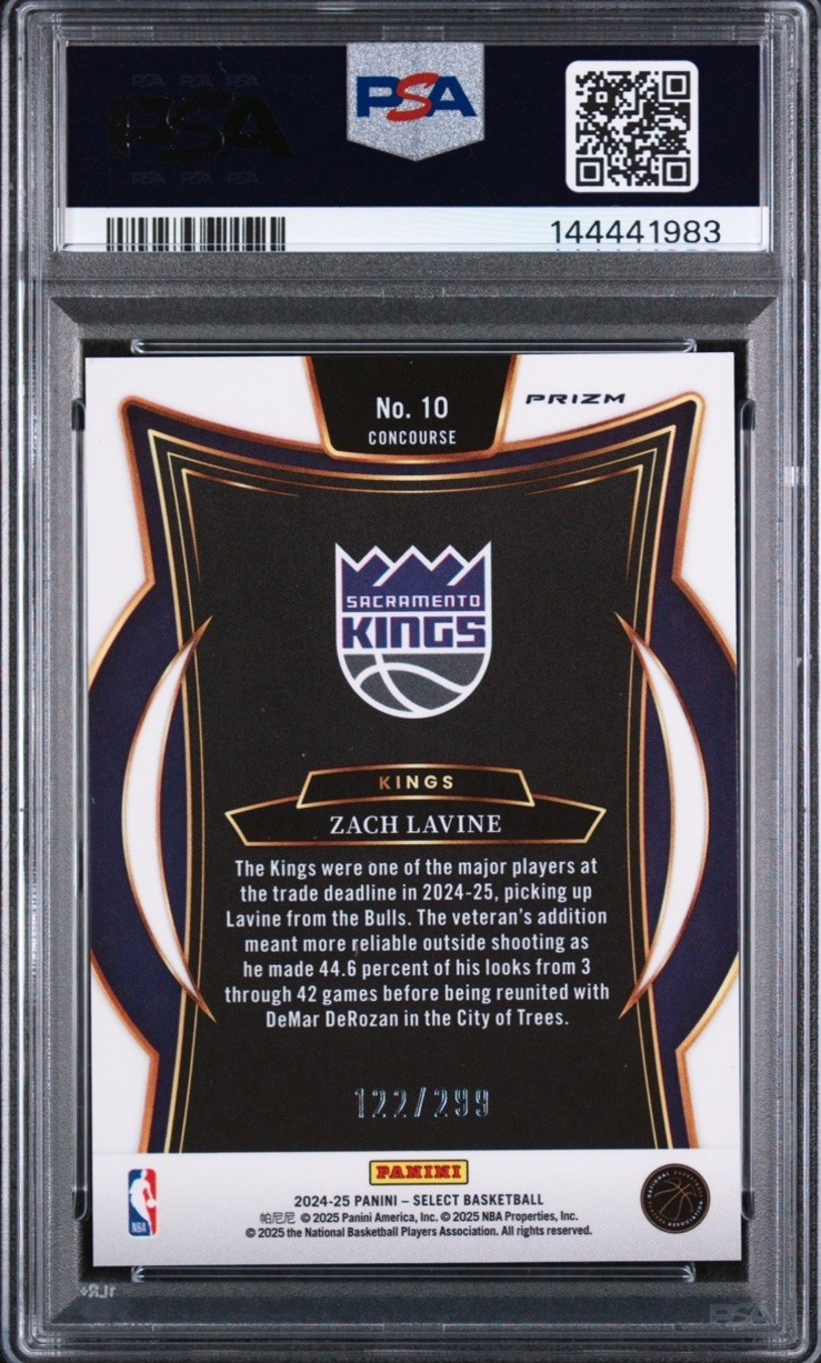 2024-25 Select Concourse Zach LaVine #10 Light Blue Prizm /299 PSA 9 POP 1!!! view 2