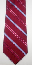 BROOKS BROTHERS IRREGULAR RED w/ BLUE STRIPES 100% SILK NECK TIE 58" MADE IN USA