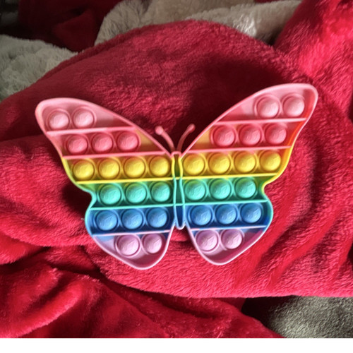 Butterfly Rainbow Multi-Color Pop Fidget Toy 2-Sided Sensory Button