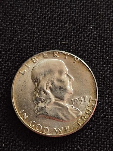 Silver 1957 Franklin Half Dollar Coin. Uncirculated