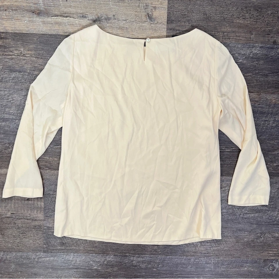 Новый с Ярлыками Dana Buchman кремовый бежевый шелк смесь блузка верхняя рубашка размер 12 B152 - Изображение 4 из 4