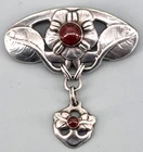 Art Nouveau Brooch Floral 828 Silver Amber Bernhard Hertz Denmark (AP)