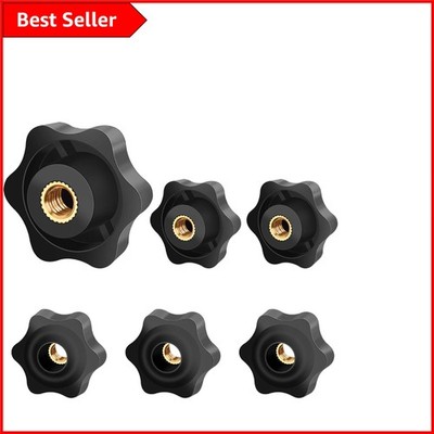Vielseitiges 38mm M8 Sternmuttern - 6-tlg Kunststoff & Messing Flügelmuttern Set zum Einstellen