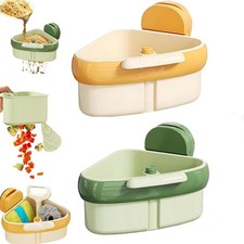 Suction Cup Sink Corner Rack, 2025 Upgraded Self-Cleaning Sink Strainer Basket