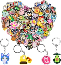 Bulk Keychains 100/200Pcs Random Different Keychain Lot Lovely Cool Key Chains f