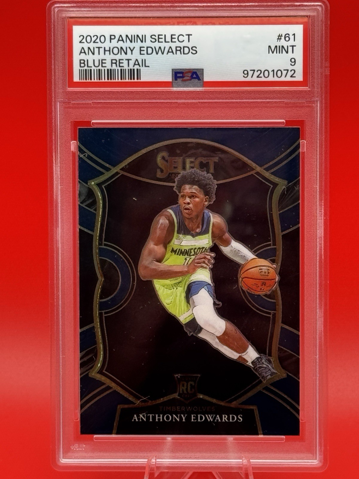 2020 Panini Select #61 Anthony Edwards Blue Retail RC PSA 9 Timberwolves