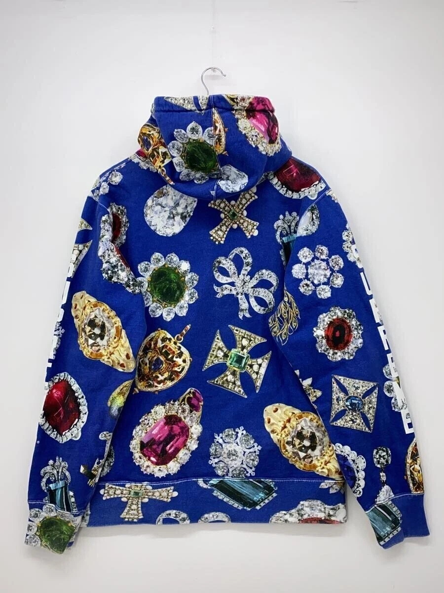 Felpa con cappuccio Supreme M Cotone BLU Modello All over Usata