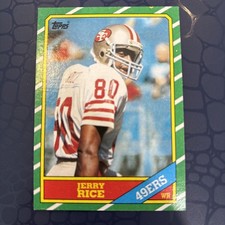 Topps 1986 Rookie Jerry Rice #161 San Francisco 49ers Football Card Very Clear. rookie card picture