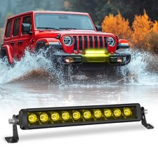 101214 Inch Amber Led Light Bar Single Row Fog Work Driving Truck Utv Atv Boat