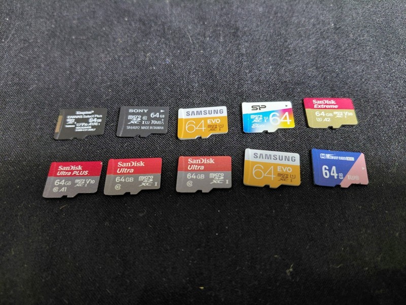 Used Micro SD Card Lot (10) 64GB Mixed Brands