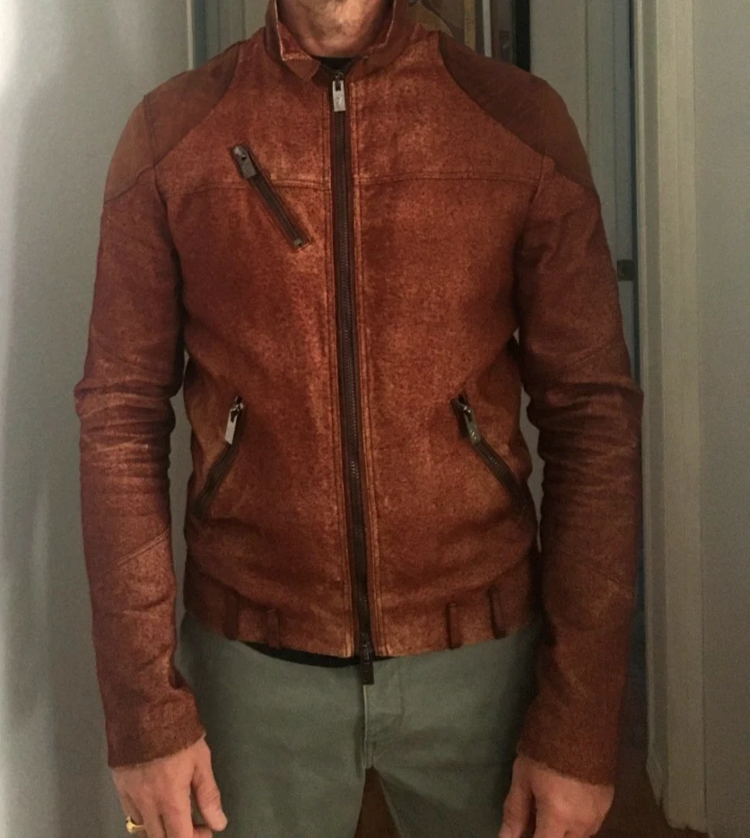 F. LLI Cerruti Мужская байкерская куртка размер M сделано в Италии 100% хлопок - Изображение 2 из 4