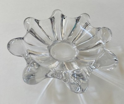 Vintage Vannes Le Chatel France Crystal Starburst Bowl Centerpiece Art Glass 8 