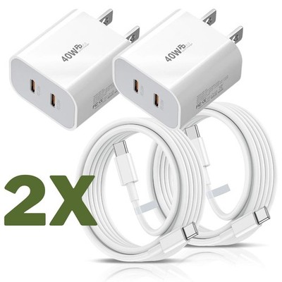 40W Fast Charger Block USB-C to Type C Charging Cable For iPhone 15 16 17 ProMax