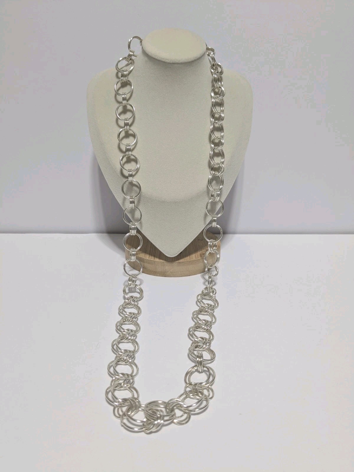 Infinity Style Silver Tone Round Ring Link Chain … - image 4