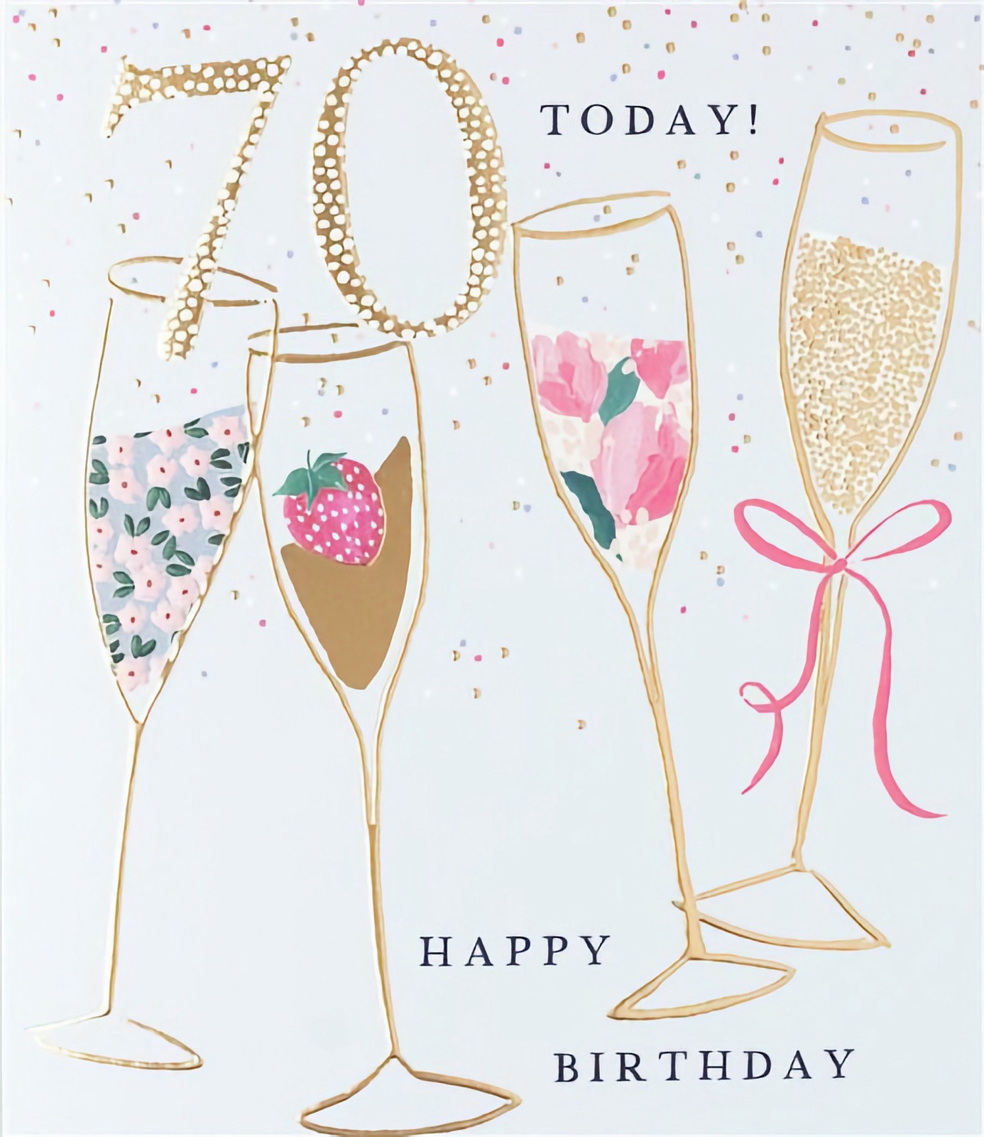 Happy 70th Birthday Premium Card Champagne Female Mum Nan Sister Friend Auntie