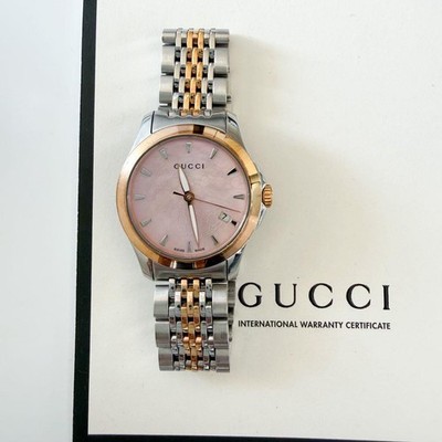 GUCCI G-Timeless Quartz Watch 126.5 27mm Pink Shell Dial