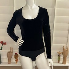 J. Crew Scoop Neck Stretch Velvet Bodysuit Black Size S goth velour academia