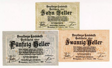 1919 1.Okt. Austria Lot 10, 20, 50 Heller Paper Banknote Money Currency