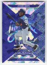 2025 Panini Crusade #71 Zyhir Hope Crusade Blue Cracked Ice Los Angeles Dodgers