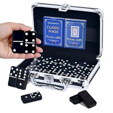 Dominos Set for Adults, Jumbo Size Black Dominoes Classic Jumbo, 28 Pcs