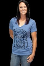 Ladies Beautiful Old Glory Whiskey Design Shirt - USA Made - 7022