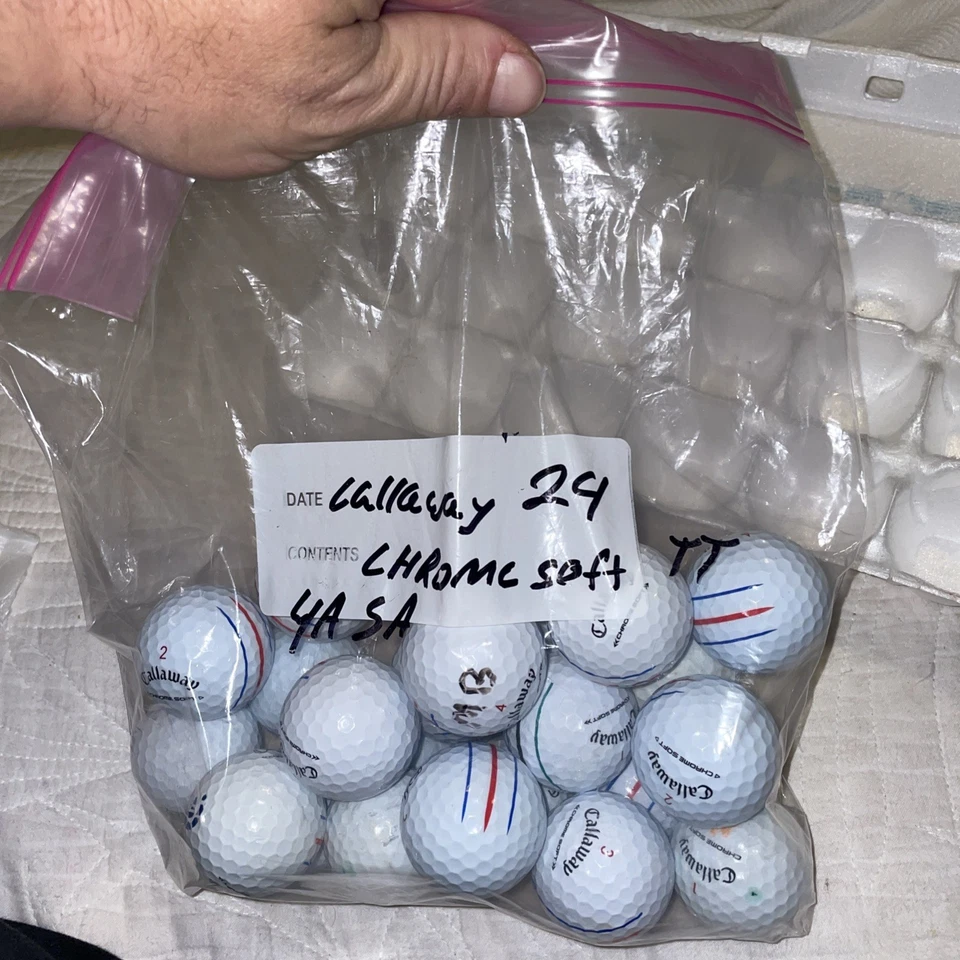 24 Callaway Chrome 柔软三轨白色高尔夫球 4A 5A — 第 2/2 张图片