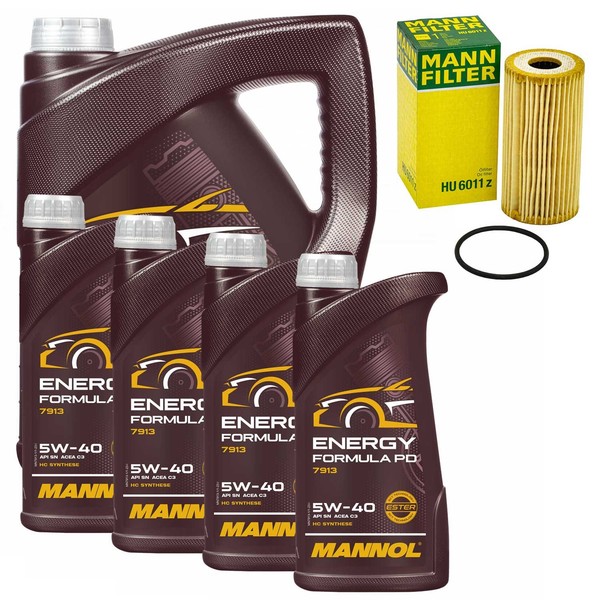 MotoröL Set Mannol Energy Formula PD 5W-40 9 Liter + ÖLfilter FüR Opel Renault-image