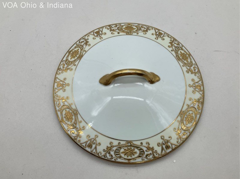 Noritake Porcelain Replacement Lid Gold Floral Scroll Design White Vintage