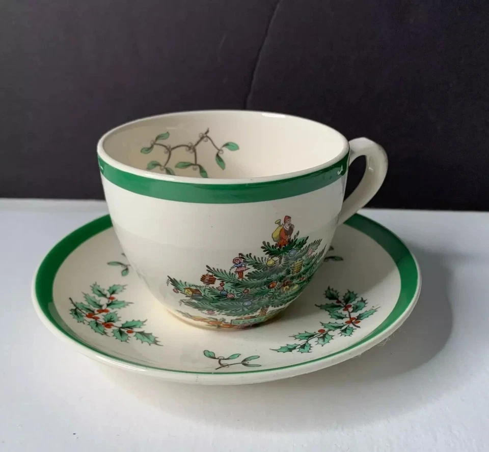 SPODE CHRISTMAS TREE Coffee Cup and Saucer Made in England - Image 2 of 3