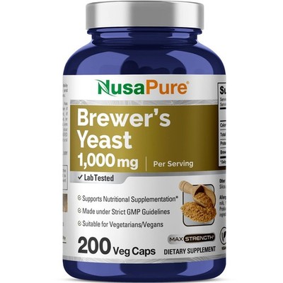 Brewer s Yeast - Suitable for Vegetarian/Vegan, Non - GMO - 1000mg 200 Capsules