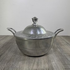 Cazuela de puré de peltre Wilton Armetale de colección tapa y sin cucharón MCM hecha en EE. UU.