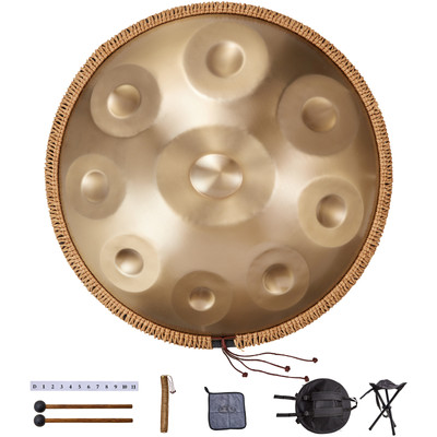 Handpan Drum 22 in 9 Notes D Minor Steel Hand Drum with Mallets for Adult Gift