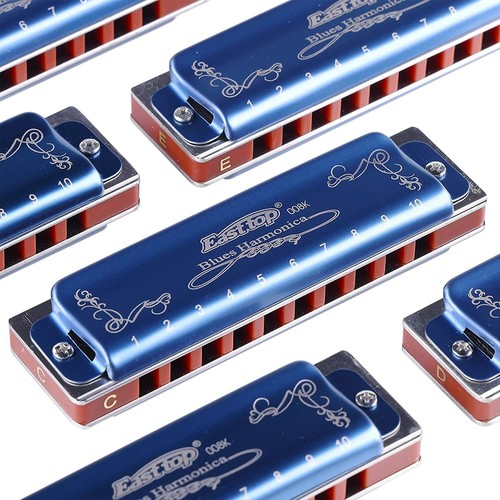 EASTTOP Harmonica Set of 7 Diatonic Mouth Organ Blue Diatonic Harmonica Set Gift - Picture 2 of 14