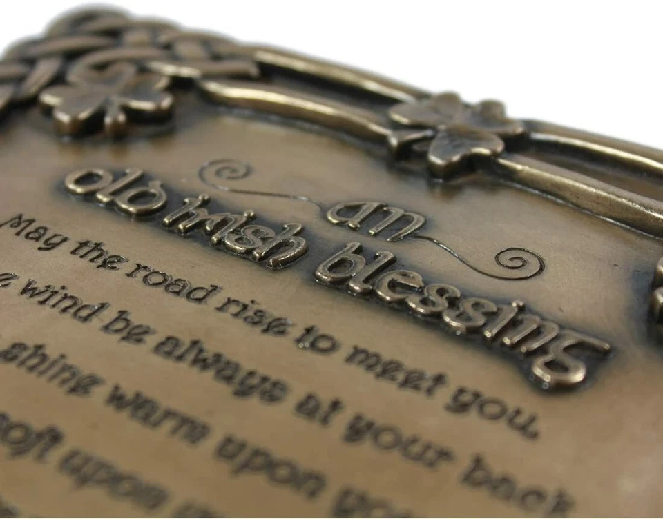 Irish Blessing Wall Plaque Bronze Plated Celtic Knot Shamrock Home Decor 5.9x6.1 - Image 2 of 4