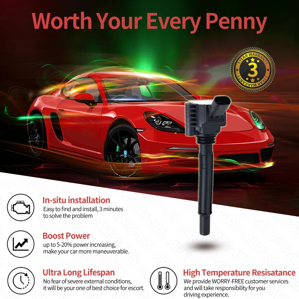 ✅4 Ignition Coil + 4 Spark plug For 1.4L Fiat 500 L Jeep Renegade 55250468 UF755 Foto 3 de 4