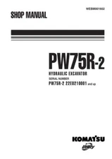 Komatsu PW75R-2 Wheeled Excavator Repair Shop Service Manual Workshop Book