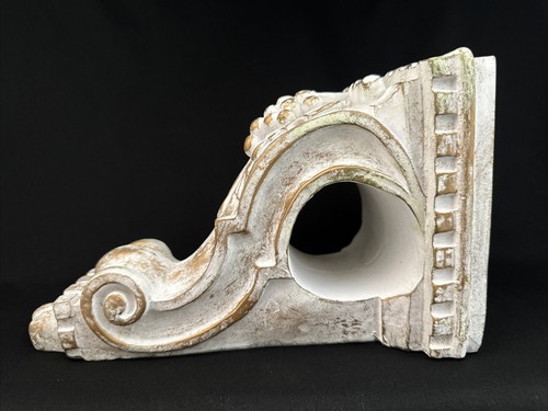 Plaster Shabby Chic 9.5" Shelf Bracket Wall Sconce Drapery Holder Hanging Decor - Picture 11 of 11
