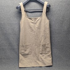 ASOS Knit Mini Tank Dress W/Pockets Size 4 Beige Square Neck NWOT
