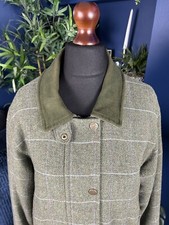 Hoggs Of Fife Shooting Jacket Coat Tweed Wool Green Waterproof Teflon Womens 16